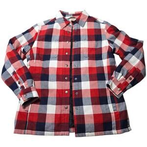 Duluth Trading Quilted Flannel Shirt Jacket Plaid Lined Shacket Small